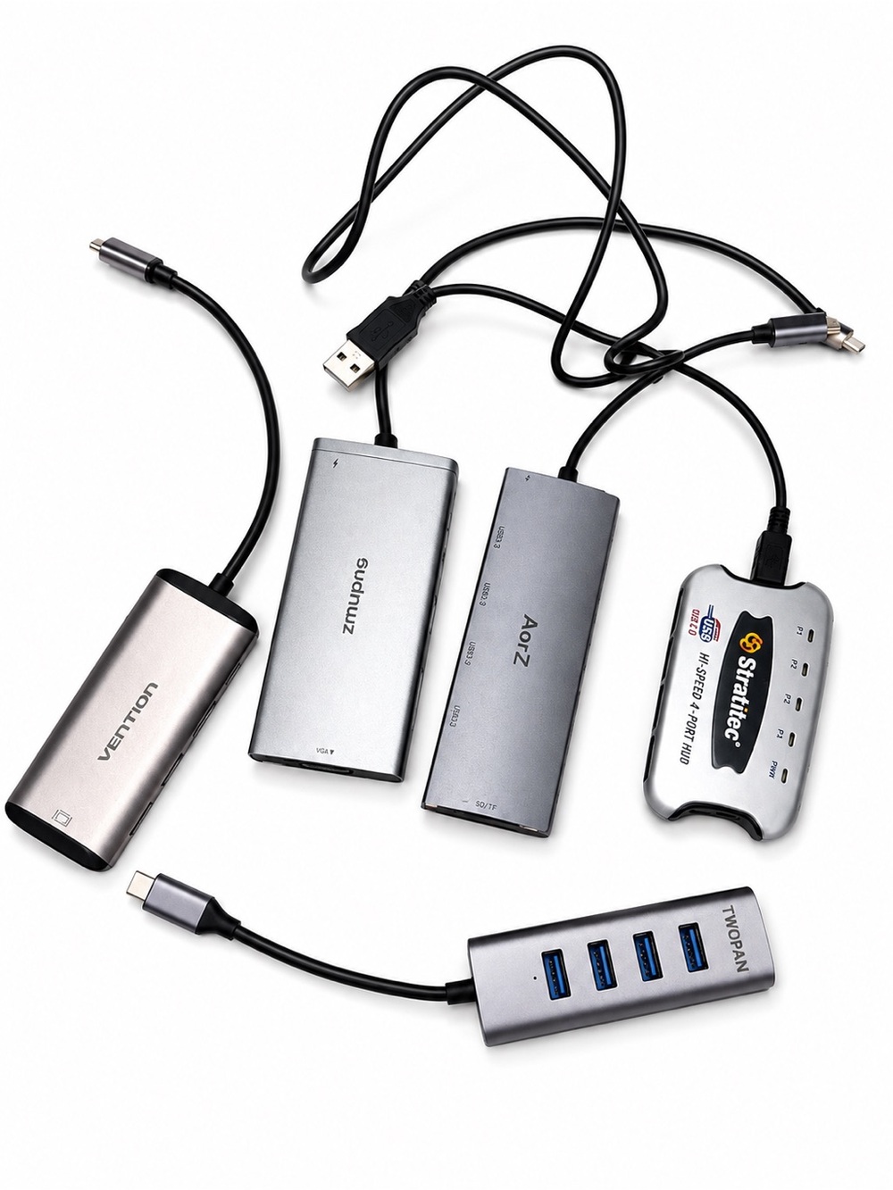 5pc USB-C Hub Adapter Lot Vention AorZ ZMUIPNG TWOPAN Stratitec